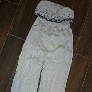 Japna Blue and White Striped Jumpsuit